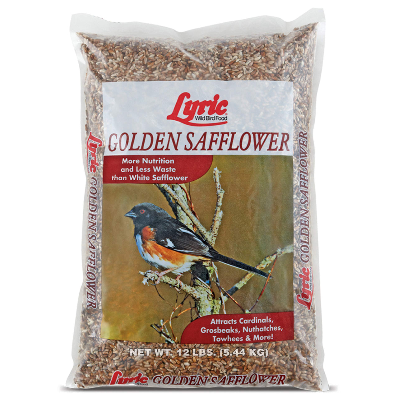 Lyric Golden Safflower Seed - Attracts Cardinals, Chickadees, Woodpeckers & More - 12 lb Bag 12 Pound (Pack of 1)