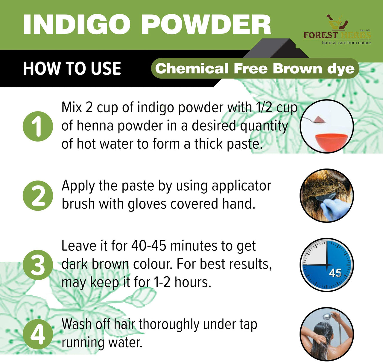 The Forest Herbs Natural Care From Nature Indigo Leaves Powder, 200g (Pack Of 1) Organic For Hair Colour Black (200g (Pack Of 1)