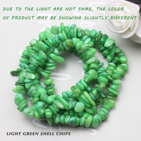 Yholin Irregular Stone Chips Beads Bulk - Hole Drilled Light Green Shell Chips, Crystal Tumbled Chips Stone Healing Crushed Rock Beads for DIY Craft Earring Jewelry Making and Home Decor,1 Strand