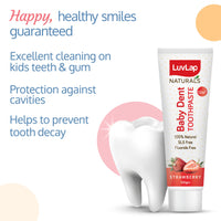 LuvLap Naturals 100% Natural Baby Toothpaste 100G,Strawberry Flavour,SLS&Fluoride Free Kids Toothpaste,Removes Plaque,Prevents Bacteria,Ensures White Teeth,Neutral Ph,12M+ (Pack of 2)