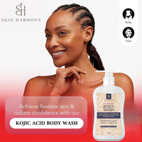Skin Harmony AHA & BHA Kojic Acid, Glutathione and Glycolic Daily Body Wash for Skin Brightening, 200ml