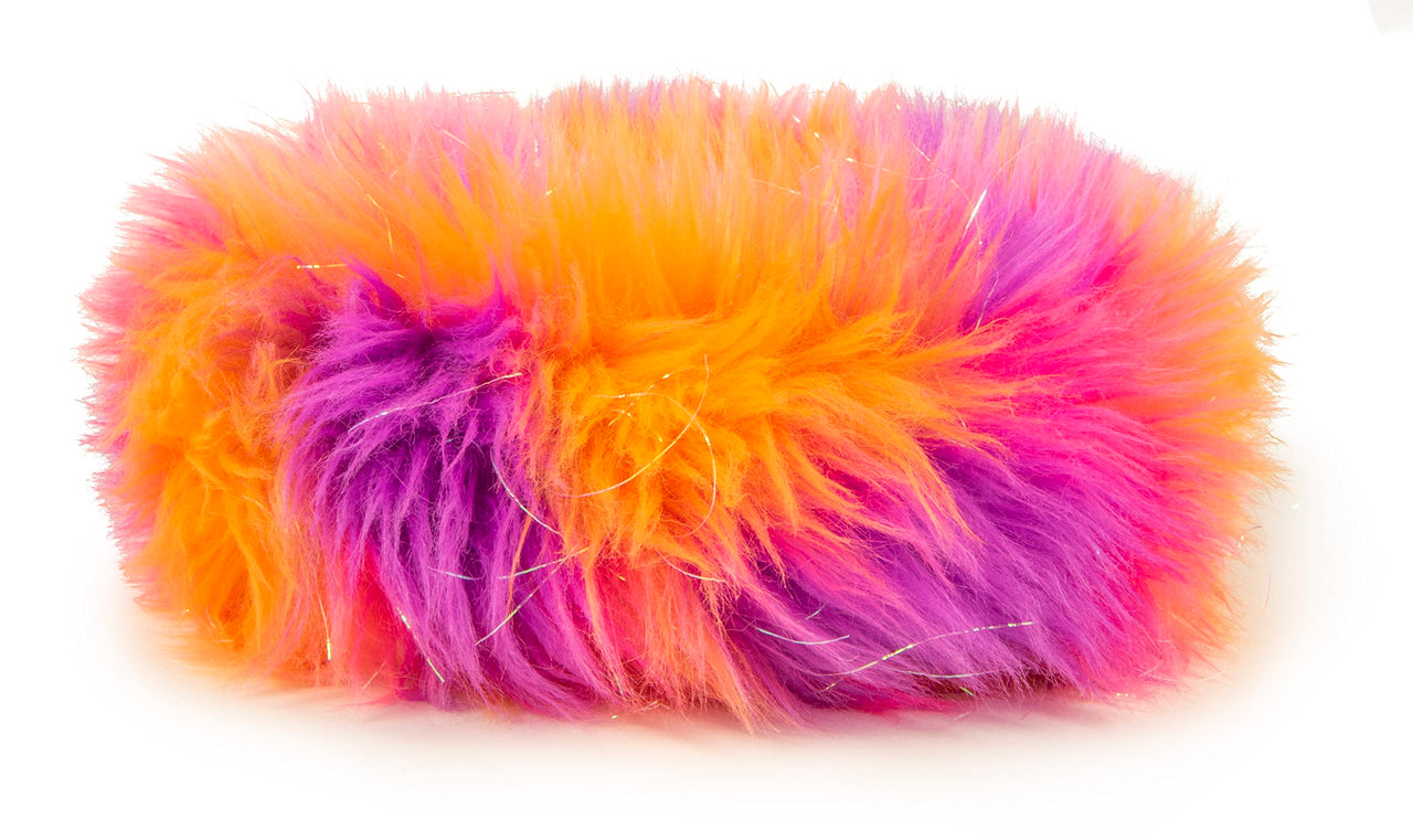 goDog Furballz Ring Squeaky Plush Dog Toy, Chew Guard Technology - Warm Rainbow, Large Furballz Ring (Warm Rainbow)