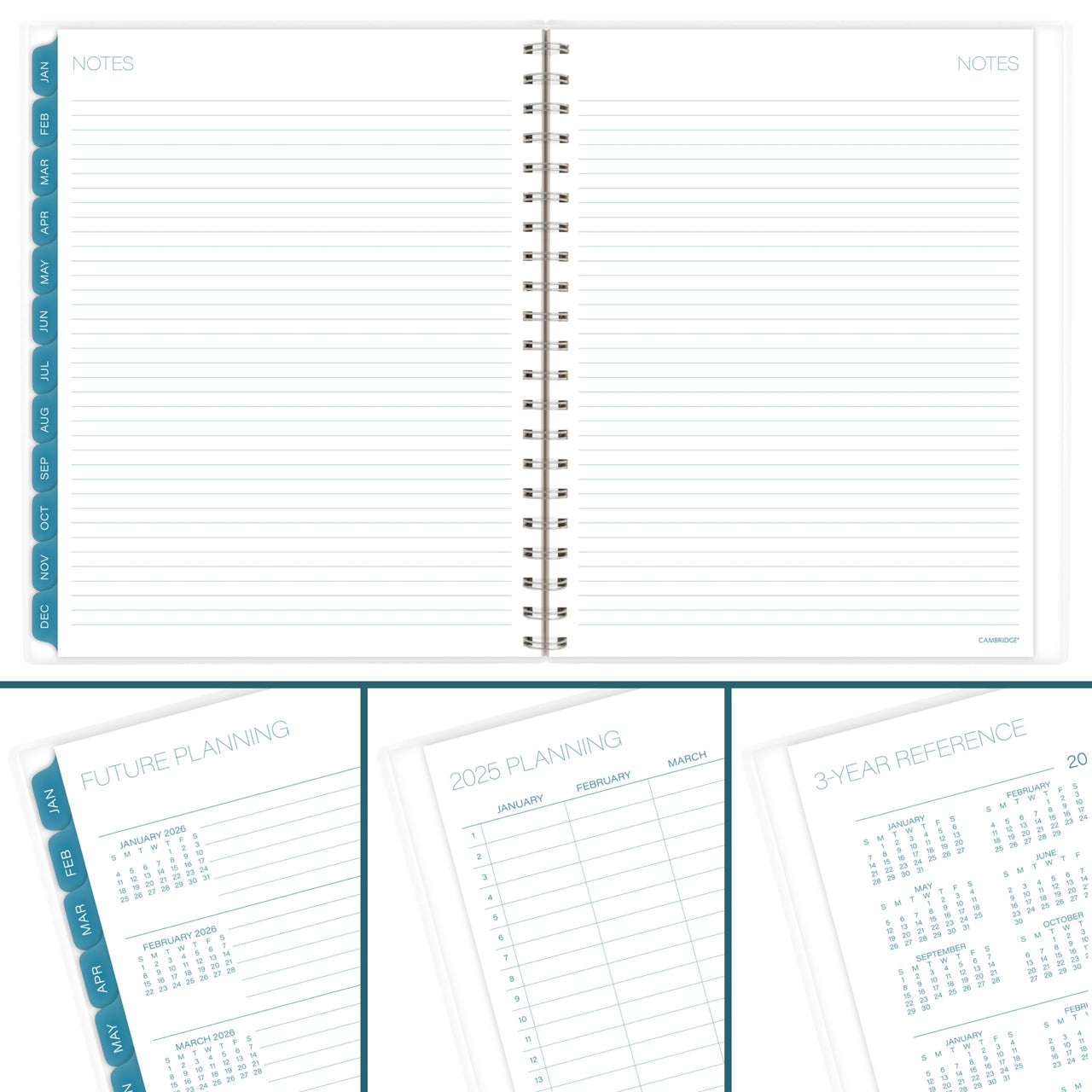 Cambridge 2025 Planner, Weekly & Monthly, 8-1/2" x 11", Large, Glacier (1727-905-25)