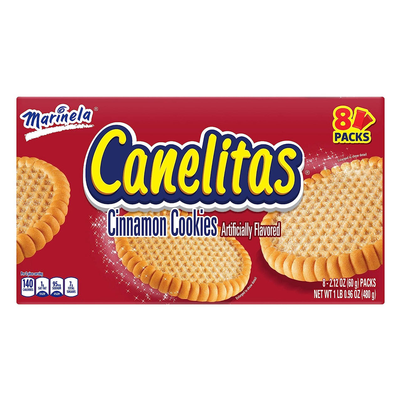 Marinela Canelitas Crispy Cinnamon Cookies, 8 packs per box, 16.96 Oz
