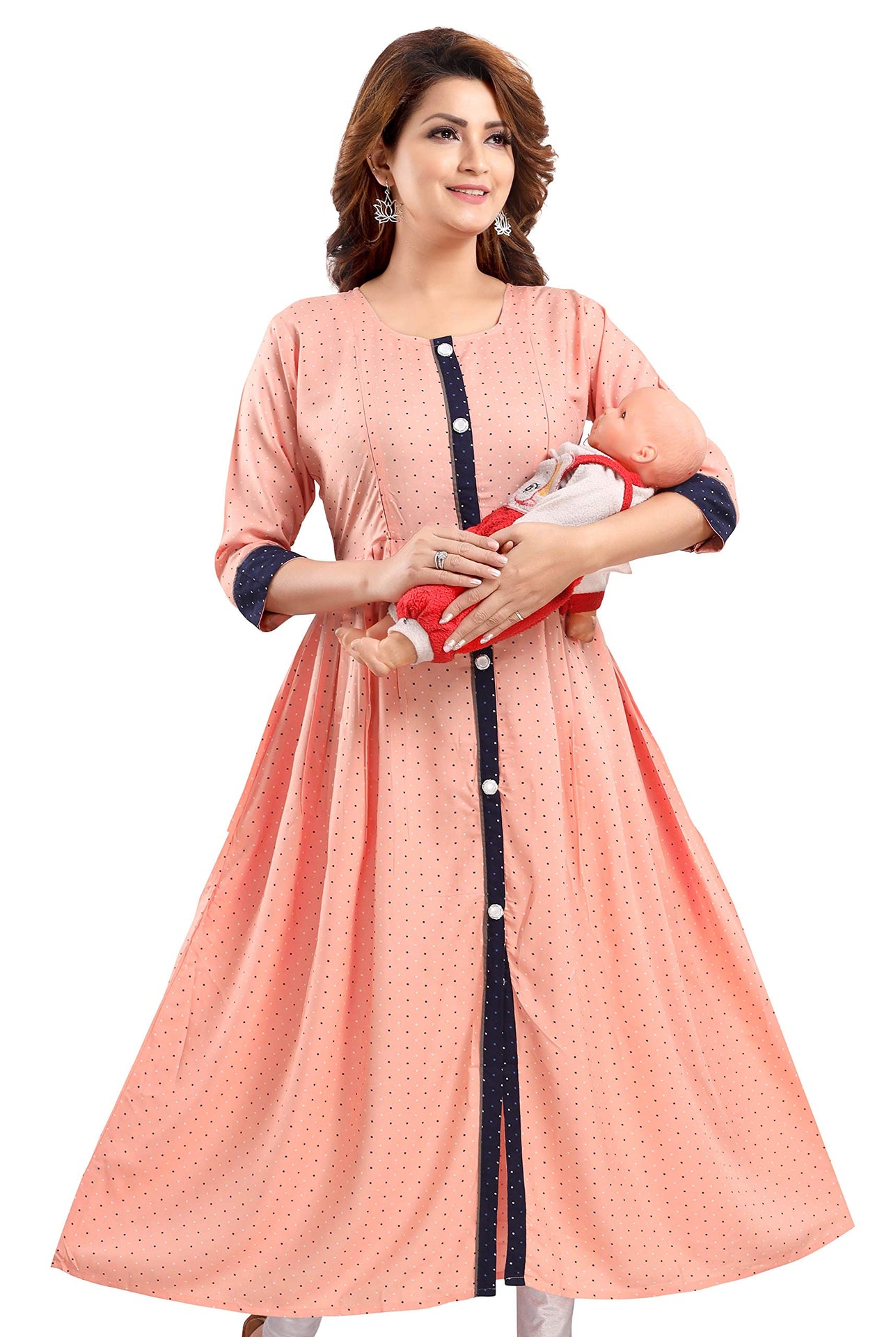 Priscilla RAYON COTTON FEEDING KURTIS FOR WOMEN WITH ZIPPERS 1122