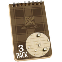 Rite in the Rain Weatherproof Top Spiral Notebook, 3” x 5”, Brown and Tan Plaid Cover, Universal Pattern, 3 Pack (No. PL435-3) Brown/Tad Plaid