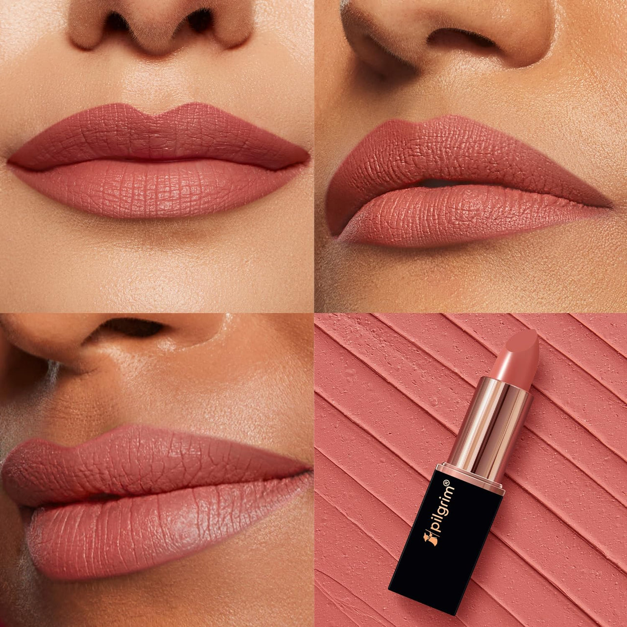 Pilgrim Matte Me Up Bullet Lipstick 4.2g | Creamy, Lightweight, Bold, Non Drying | SPF 30 | Enriched With Hyaluronic Acid & Spanish Squalane | Lipstick for dusky skin tone | Coral Envy-01