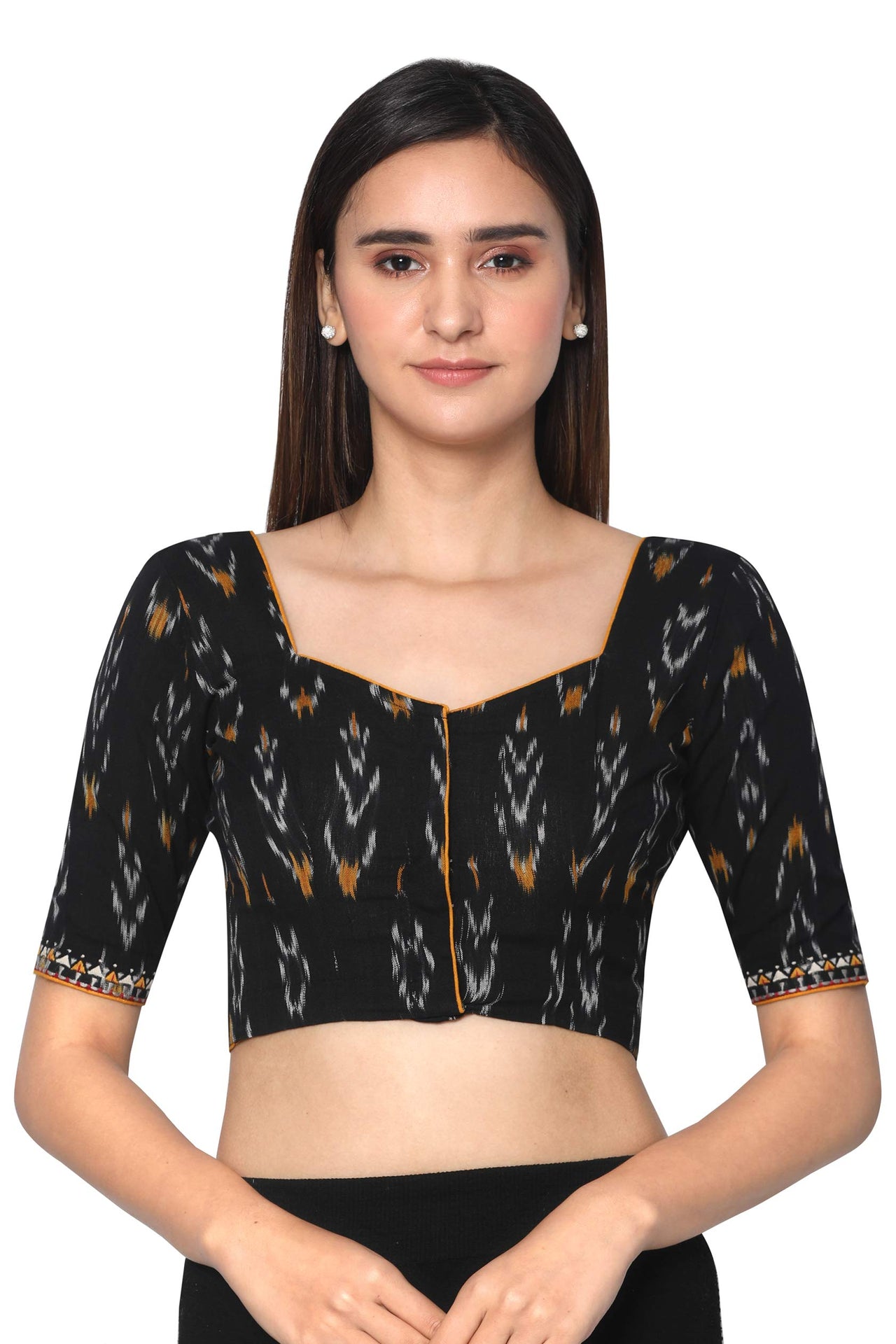 RENE Women's  Cotton Solid Half Sleeve Blouse