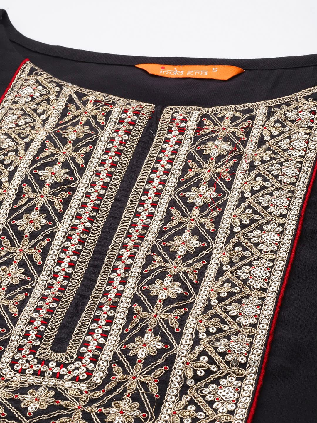 INDO ERA Women's  Embroidered Viscose Straight Kurta Trouser With Dupatta Set
