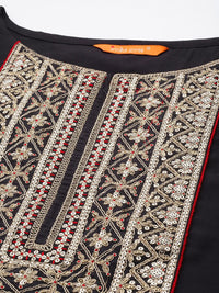 INDO ERA Women's  Embroidered Viscose Straight Kurta Trouser With Dupatta Set