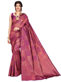 Satrani Women's Jacquard Poly Silk Saree With Unstitched Blouse Piece
