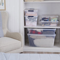 Rubbermaid Cleverstore Under the Bed 70 Qt Wheeled 2-Pack, Clear Storage Bins with Latching Lids, Stackable, BPA-Free, Made in USA Under the Bed - 2 Pack