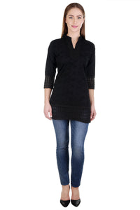 ZUNN Women's  Chikankari Cotton Straight Kurta