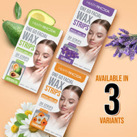 Hilary Rhoda Women One Go Facial Wax Strips|Ready-To-Use|Face, Cheek, Upper Lip & Chin Facial Wax|Painless Hair Removal|With 2 Finish Wipes|20 Strips (Chamomile),Pack Of 1,1 Count