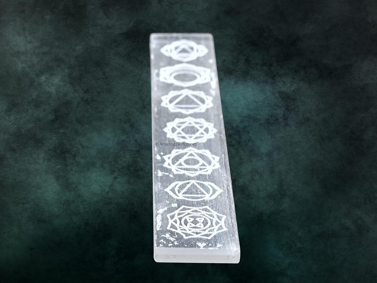 Selenite Crystal Charging Plate For Crystals And Healing Stones, 7.5" Selenite Crystal Plate Engraved Chakra Coaster For Home Office Table Decor (Selenite Stick) Rectangle