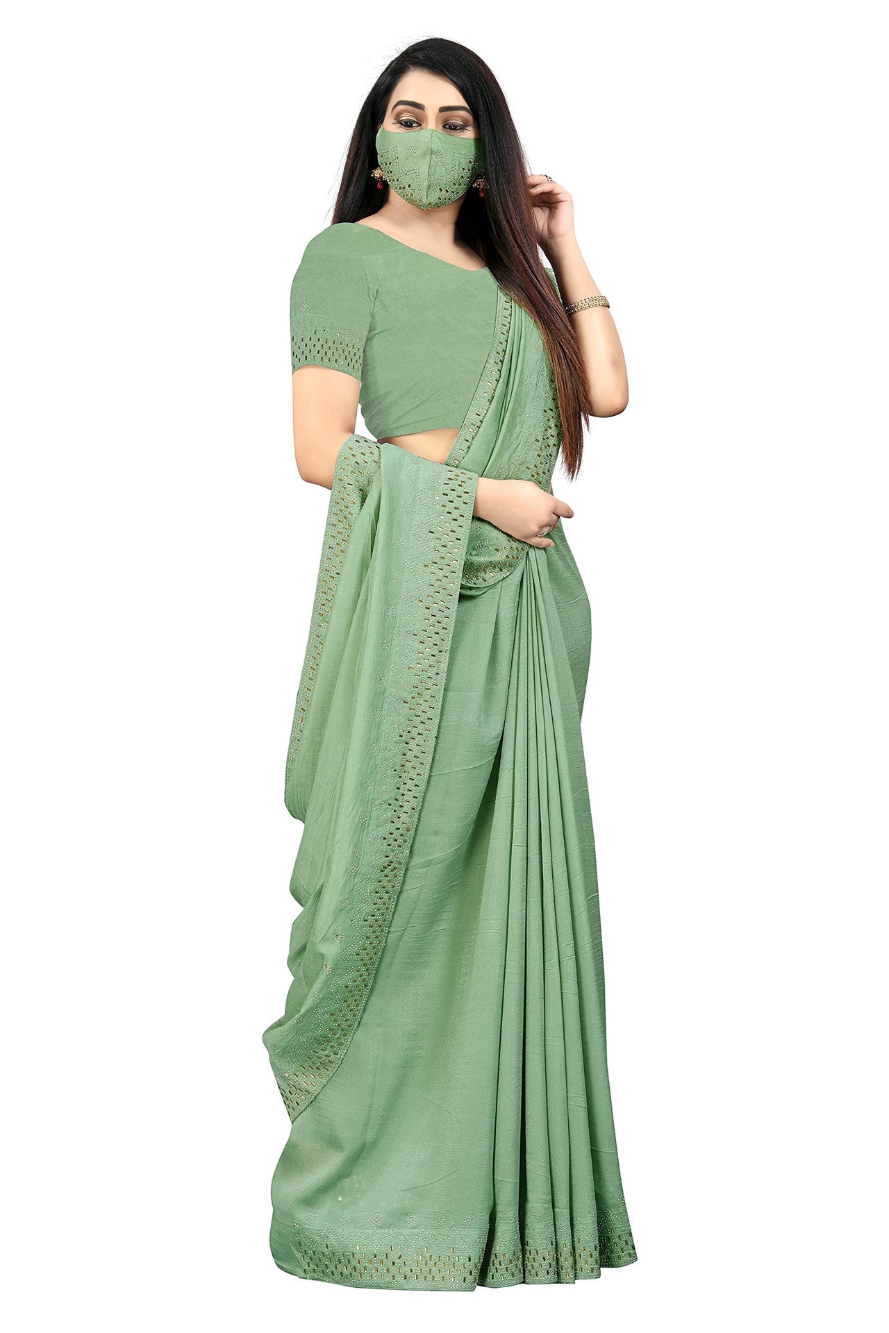 PUNYATHA CREATION Women's  & Girl's  Chanderi Chanderi Saree With Blouse Piece