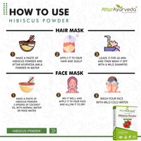 Attar Ayurveda Hibiscus powder for hair growth (100 Grams) | Ideal for Hair pack, Face pack, Eating, and Hibiscus tea | Gudhal Ka Phool Powder | 100% Pure and Natural, No Preservatives