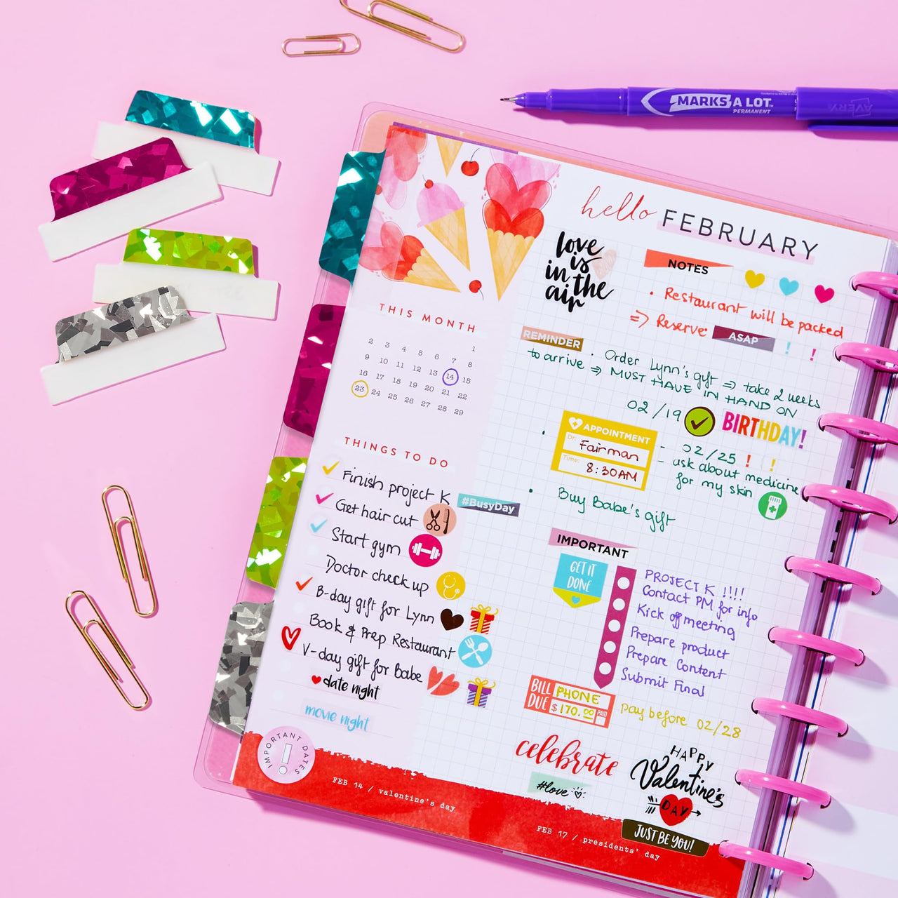 Avery Margin Ultra Tabs, 2.5" x 1", Holographic Jewel Tone Colors, 16 Repositionable Page Tabs (74147) 16 tabs Holographic Jewel Tones