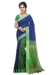 BENGAL HANDLOOM Women's  Art Silk Cotton Stripe Saree With Blouse Piece