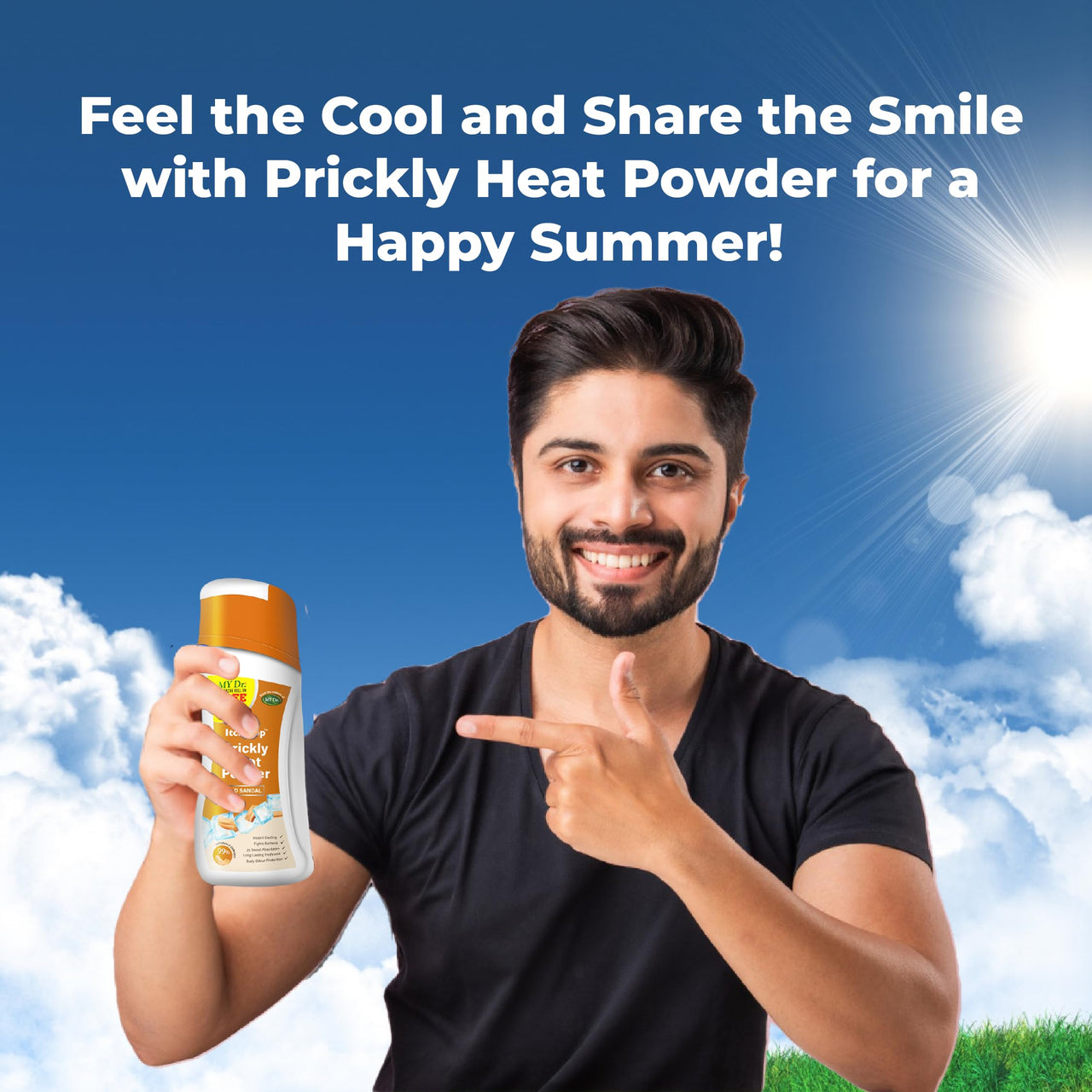 Itchstop® Prickly Heat Powder | Fast Cooling Relief from Prickly Heat, Rashes, Itching, Sunburn, Sweat, Excess Moisture, Body Odor, Skin Burning & Irritation | With Soothing Sandal | Keeps Skin Fresh, Dry & Free from Bacteria All Day | Fine-Textured Talc