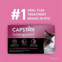CAPSTAR (nitenpyram) Oral Flea Treatment for Cats, Fast Acting Tablets Start Killing Fleas in 30 Minutes, Cats 2-25 lbs, 12 Doses 12 Count