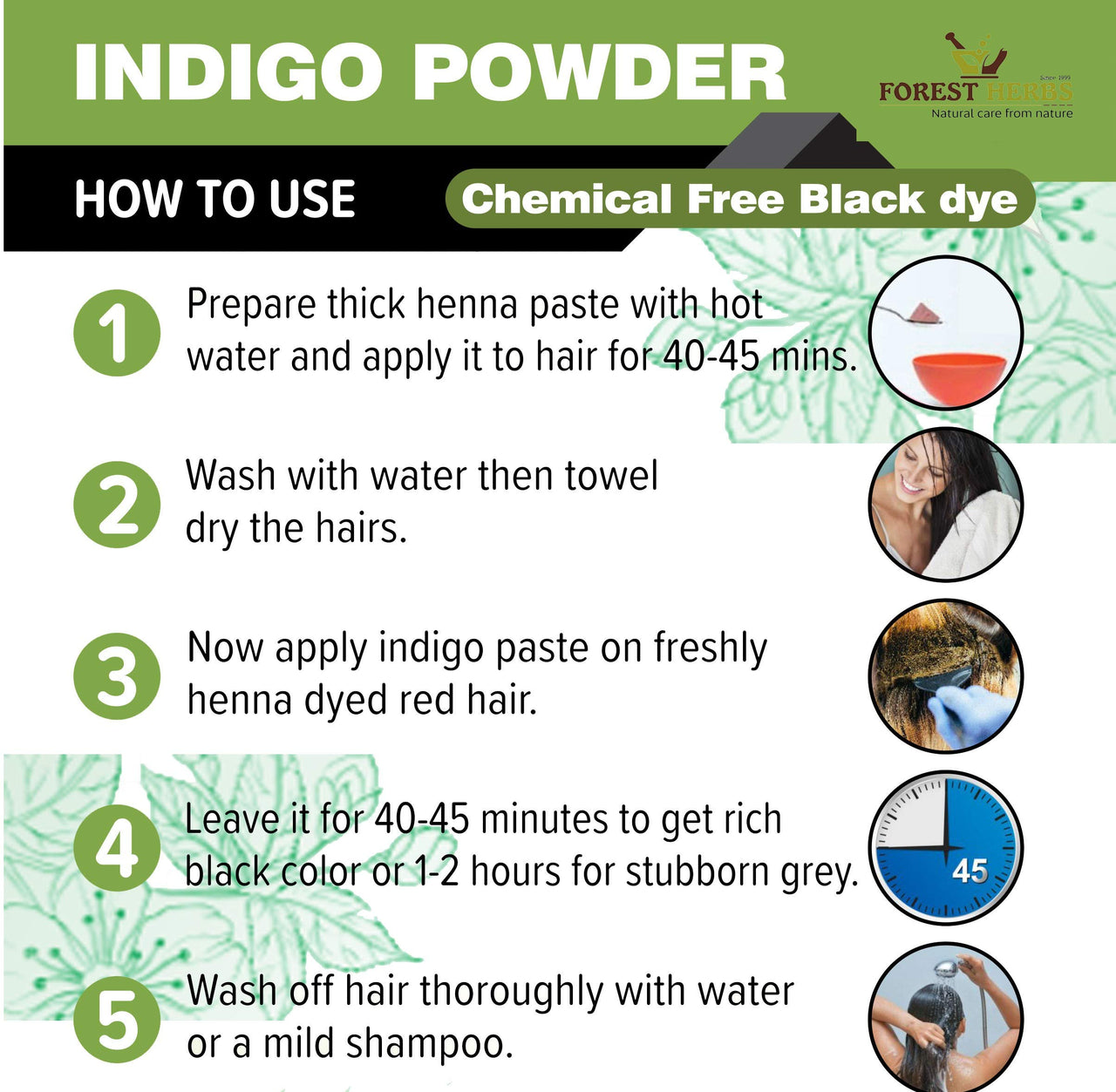 The Forest Herbs Natural Care From Nature Indigo Leaves Powder (500g) Organic for Hair Colour Black, Avuri Leaf, Neela Amari, Neel Patti, Neelayamari, Indico (Pack of 1)