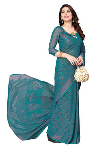 Winza Designer Women's  Chiffon Brasso Printed Saree with Blouse Piece (WDP Brasso Malini W)