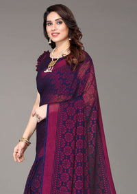 Winza Designer Women's  Chiffon Brasso Printed Saree with Blouse Piece (WDP Brasso Malini W)