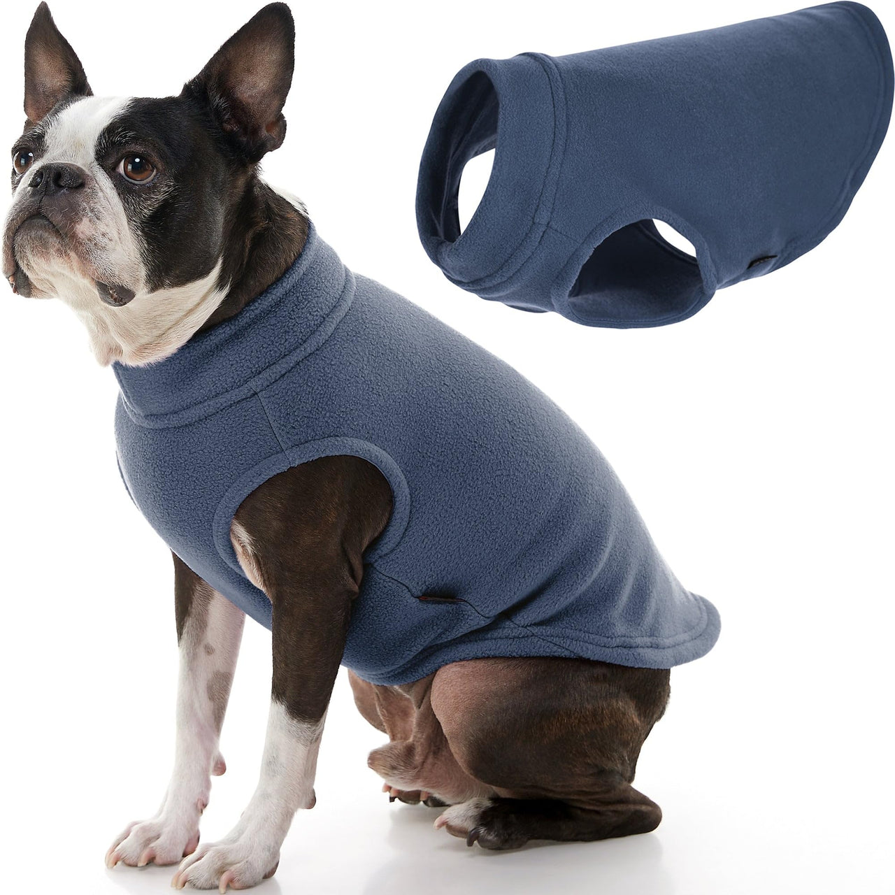 Gooby Stretch Fleece Vest Dog Sweater - Indigo Blue, X-Large - Warm Pullover Fleece Dog Jacket - Winter Dog Clothes for Small Dogs Boy - Dog Sweaters for Small Dogs to Dog Sweaters for Large Dogs X-Large Length (16.5")