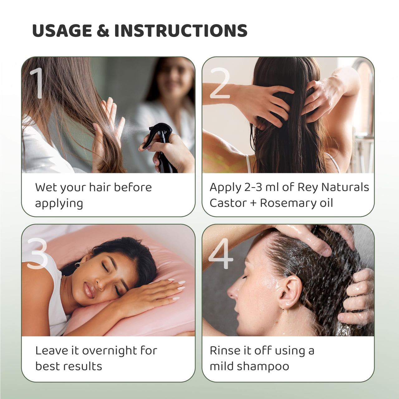 Rey Naturals Cold Pressed Castor Oil plus Rosemary Essential Oil | Castor Oil for Hair Growth, Eyebrows & EyelasheS | Premix of Castor and Rosemary Essential Oil| For Men & Women| 200ml * 2