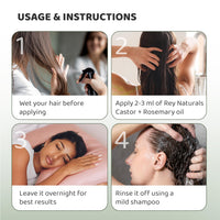 Rey Naturals Cold Pressed Castor Oil plus Rosemary Essential Oil | Castor Oil for Hair Growth, Eyebrows & EyelasheS | Premix of Castor and Rosemary Essential Oil| For Men & Women| 200ml * 2
