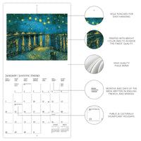 Graphique 2024 Van Gogh Wall Calendar | 12” x 12” | Thick Paper | Home & Office Organizer | Large Monthly Grid | 3 Languages & Marked Holidays | 4 Month Preview Page for 2025