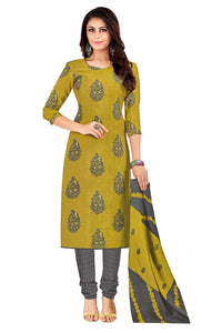 Miraan Women Cotton Unstitched Dress Material (SAN1430, Yellow, Free Size)