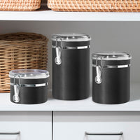 Oggi Stainless Steel Kitchen Canister 62 fl oz, Black - Airtight Clamp Lid, Clear See-Thru Top - Ideal for Kitchen Storage, Food Storage, Pantry Storage. Large Size 5