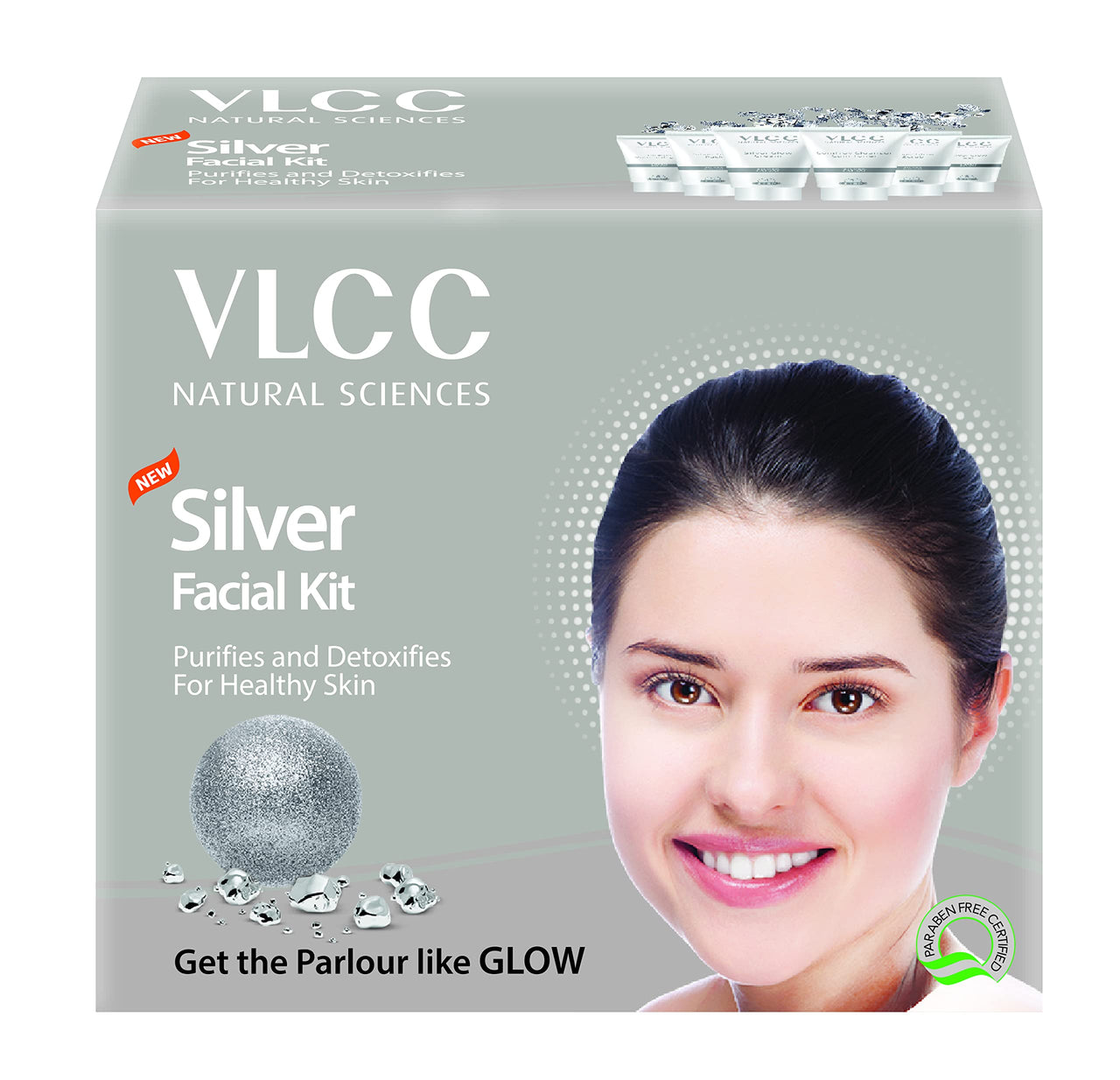 VLCC Silver Facial Kit - 60 g | Skin Purifying and Detoxing Facial. Excess Oil control. Helps balance pH & bright complexion. Silver Powder, Winter Cherry, Licorice Extract, Orange & Lemon Extract.