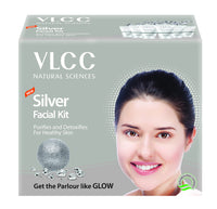 VLCC Silver Facial Kit - 60 g | Skin Purifying and Detoxing Facial. Excess Oil control. Helps balance pH & bright complexion. Silver Powder, Winter Cherry, Licorice Extract, Orange & Lemon Extract.