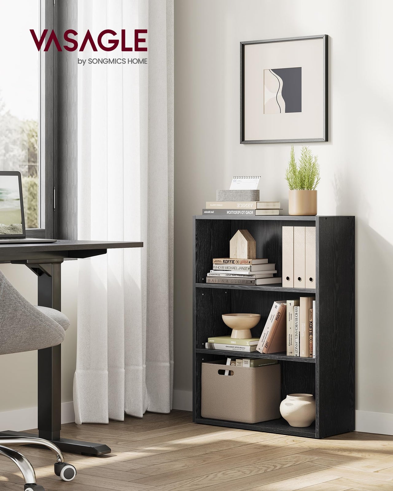 VASAGLE Bookshelf, 23.6 Inches Wide, 4-Tier Open Bookcase with Adjustable Storage Shelves, Floor Standing Unit, Cloud White ULBC164T14 1 Pack 4 Tiers (23.6"W x 42.4"H)