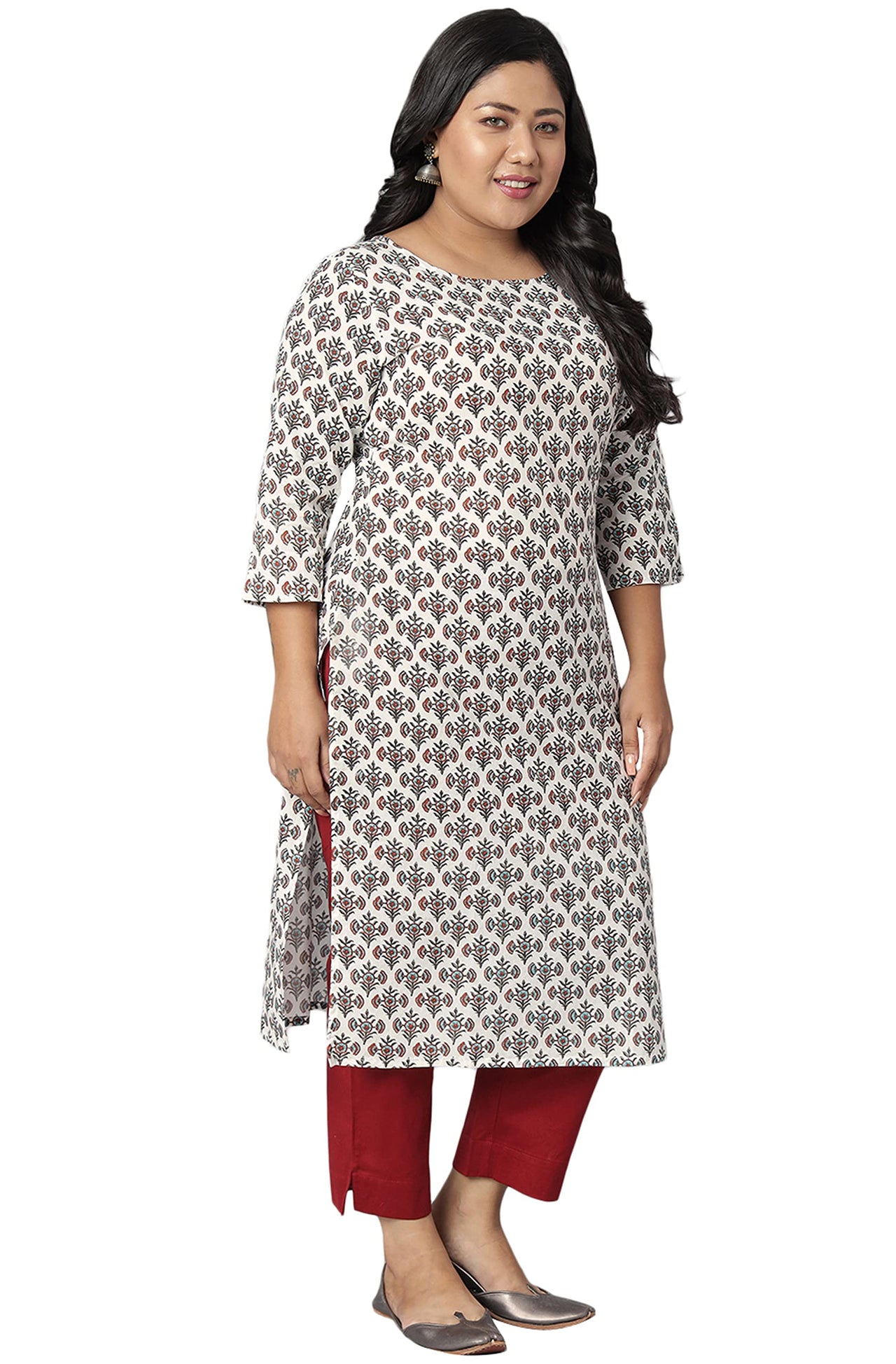 XL LOVE - By Janasya Women's  Plus Size White Cotton Kurta