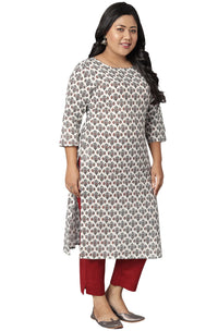 XL LOVE - By Janasya Women's  Plus Size White Cotton Kurta