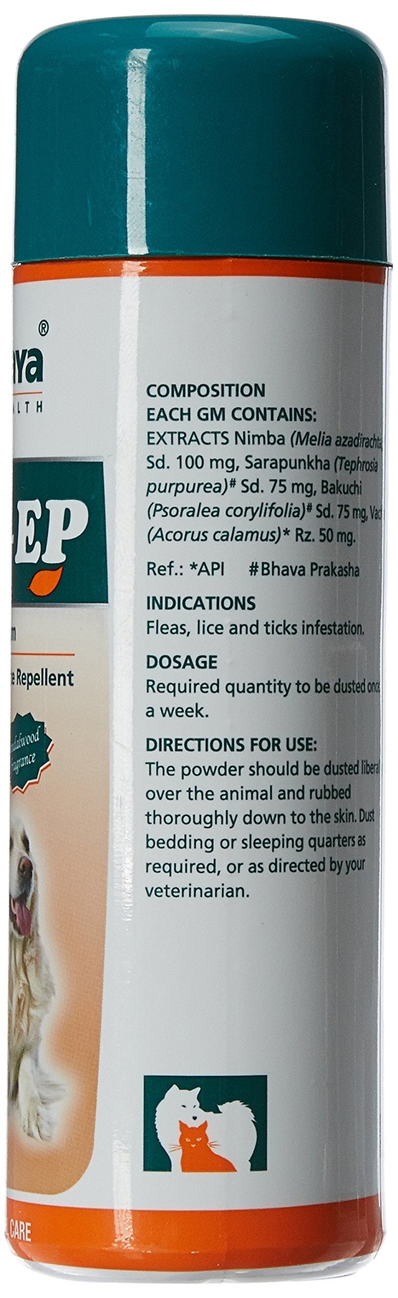 Himalaya Erina-EP Powder for Dogs and Cats | Neem & Eucalyptus Formula | Controls Ticks & Fleas | Soothes Skin Irritation |150 g