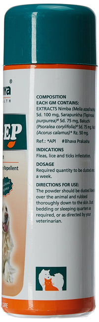 Himalaya Erina-EP Powder for Dogs and Cats | Neem & Eucalyptus Formula | Controls Ticks & Fleas | Soothes Skin Irritation |150 g