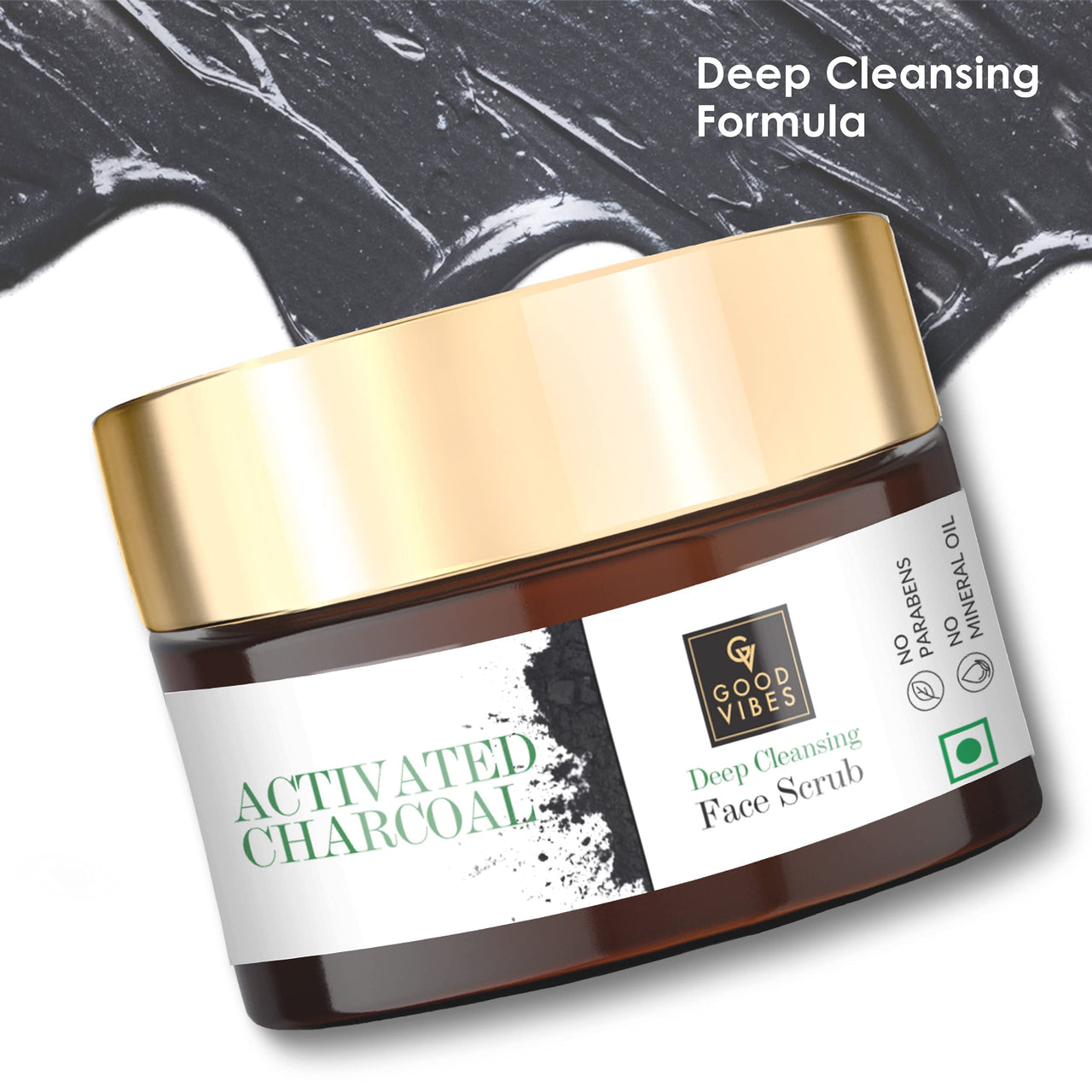 Good Vibes Activated Charcoal Deep Cleansing Face Mask, 50 g Blackhead Removal Deep Pore Cleansing Anti Acne Face Mask For All Skin Types, Controls Excess Sebum, No Parabens & Mineral Oils