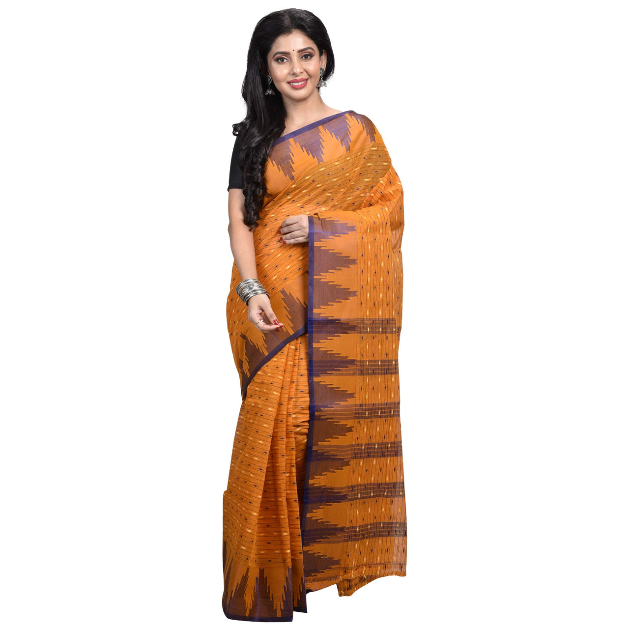 Raj Sarees Women's  Pure Georgette Saree Without Blouse Piece Mustard Yellow; Golden