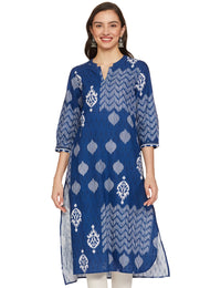 BIBA Printed Band Collar Straight Fit Womens Kurta