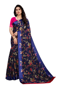 Tarshika Women's  Linen Blend Printed Saree With Blouse Piece(LINEN SAREE_NEW)