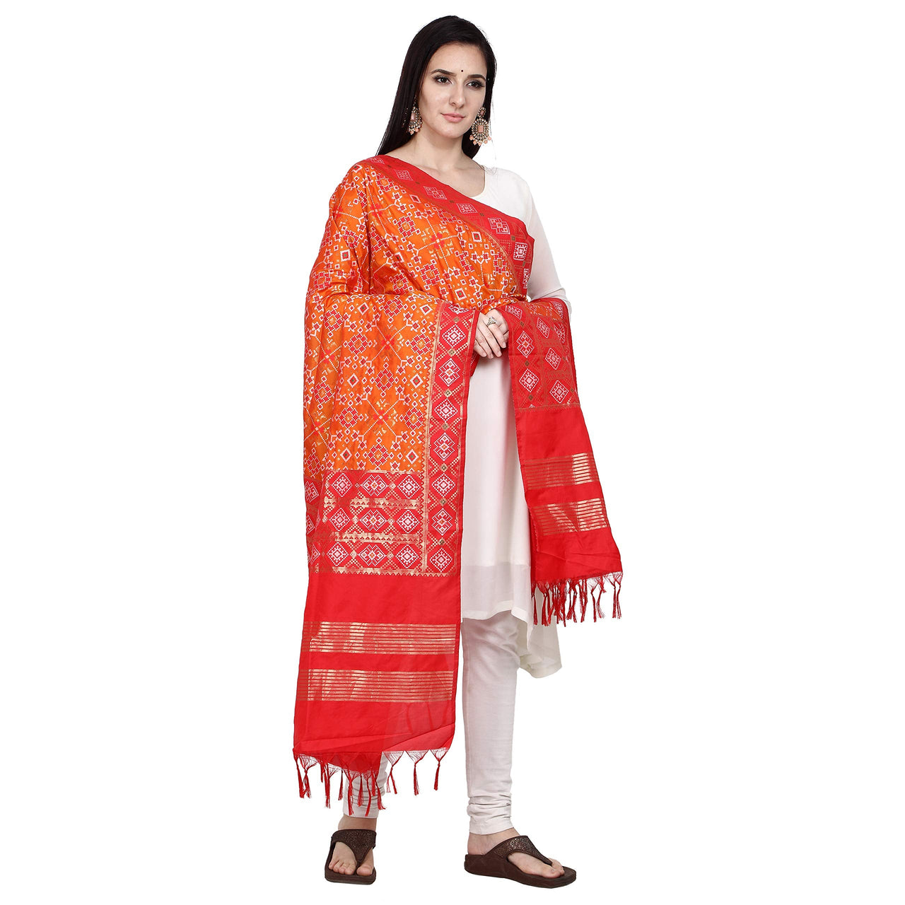 KAPAAHA Women's  Woven Design Silk Blend Dupatta Free Size