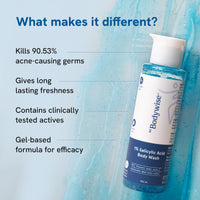Be Bodywise 1% Salicylic Acid Body Wash | Prevents Body Acne & Exfoliates Skin | With Chamomile Extract | 100ml