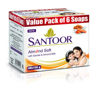 Santoor Sandal & Almond Milk Soap, 150g (Pack Of 6) & Aloe Fresh Soap With Aloe Vera & Lime, 125g (Pack Of 5)