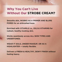 Orgatre Strobe Glow Cream for Instant Face Radiance | Primer Highlighter Moisturizer with Vitamin C, Almond Oil, Niacinamide & Hyaluronic Acid | Makeup Base for Oily Acne-Prone Skin | Pink Shade | 30g