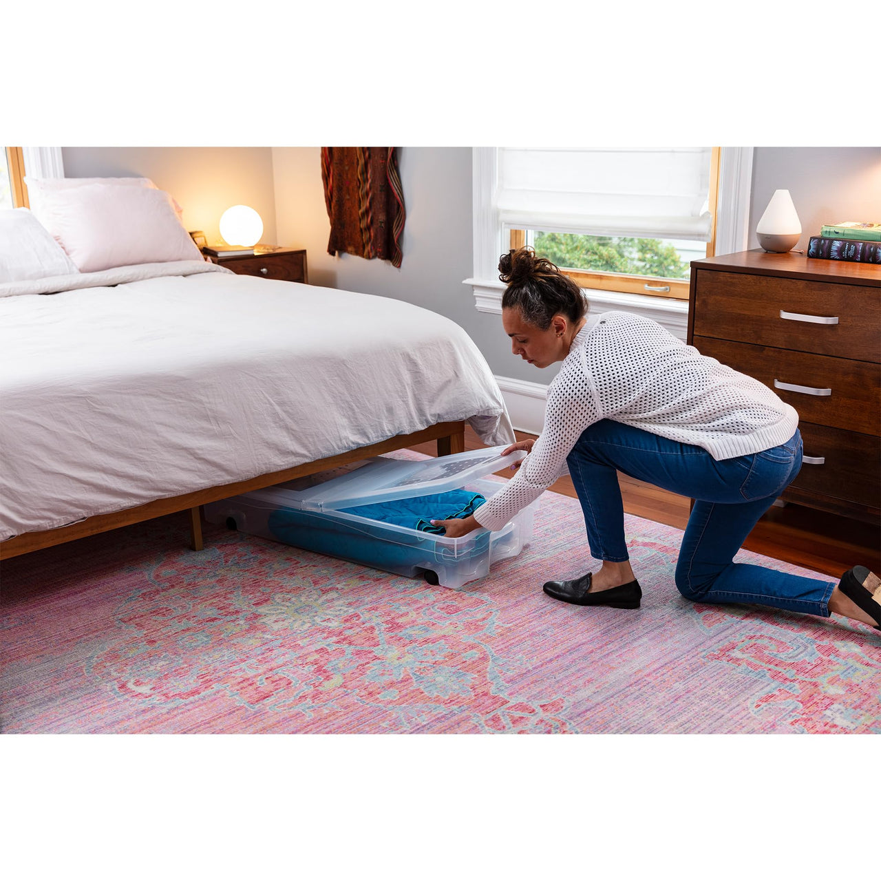 Rubbermaid Cleverstore Under the Bed 70 Qt Wheeled 2-Pack, Clear Storage Bins with Latching Lids, Stackable, BPA-Free, Made in USA Under the Bed - 2 Pack